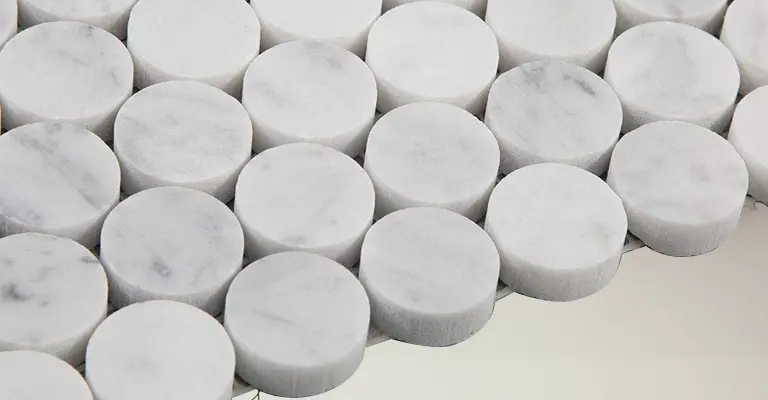 Diflart Carrara White Penny Round Mosaic Tile