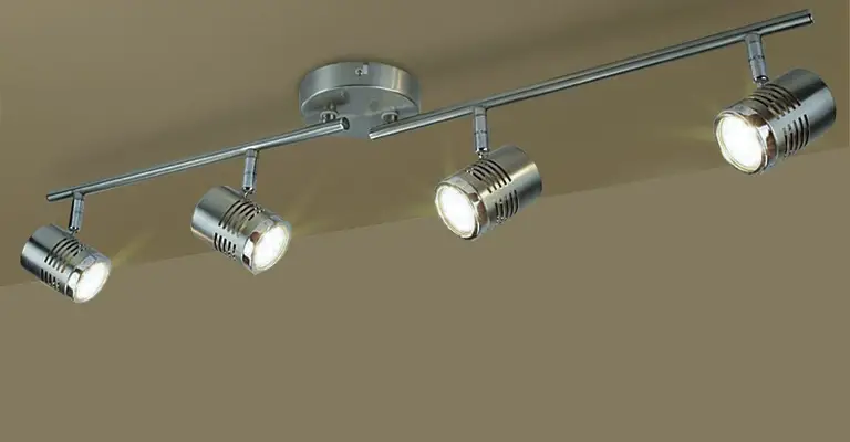 DLLT Led Complete Track Lighting Kits, Flush Mount Ceiling Spot Lights gu10 Bulbs for Kitchen, Dining Room, Bedroom, Hallway, 4 Lights-Warm Light