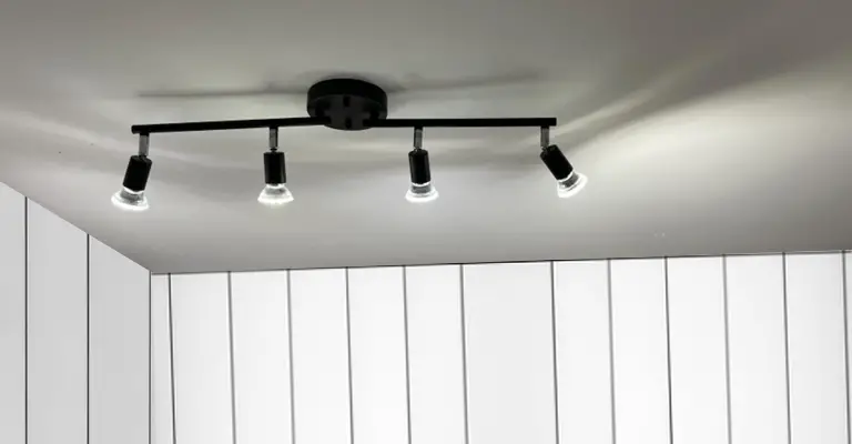 Unicozin LED 4 Light Track Lighting Kit, Matte Nickel 4 Way Ceiling Spot Lighting, Flexibly Rotatable Light Head