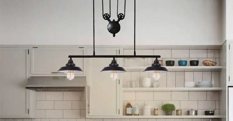 KingSo Three-Light Pulley Pendant Light Fixture for Kitchen
